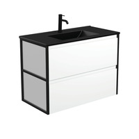 Fienza Dolce Amato 900 Wall Hung Vanity Matte Black Frames TCLB90BWF