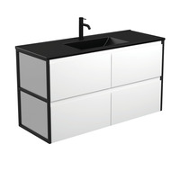 Fienza Dolce Amato 1200 Wall Hung Vanity Matte Black Frames TCLB120BWF