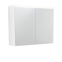 Fienza 900 LED Mirror Cabinet with Satin White Side Panels PSC900MW-LED