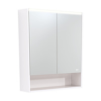 Fienza 750 LED Mirror Cabinet with Display Shelf Gloss White PSC750SW-LED