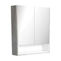 Fienza 750 LED Mirror Cabinet with Display Shelf Satin White PSC750SMW-LED
