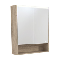 Fienza 750 LED Mirror Cabinet with Display Shelf Scandi Oak PSC750SS-LED
