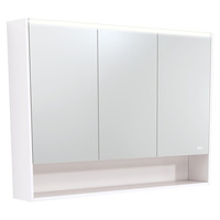 Fienza 1200 LED Mirror Cabinet with Display Shelf Gloss White PSC1200SW-LED