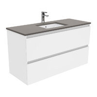 Fienza Sarah Dove Grey Undermount Quest 1200 Wall Hung Vanity Gloss White SD120Q