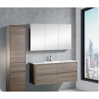 Wall Mirror Medicine Cabinet 1200mm x 750mm Bathroom Storage Prime Oak Sunny Group Brighton PSH-12075