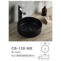 Avia Bathware Ceramic Basin Above Counter Round Matt Black CB-128-MB