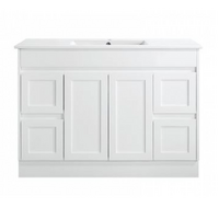 Sunny Group Quin Series 1200 Freestanding Bathroom Vanity Matte White with Ceramic Top SK76-1200WM-SD