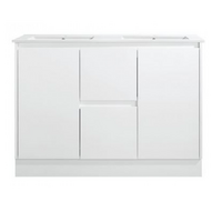 Sunny Group Sammy Series 1200 Freestanding Bathroom Vanity Gloss White with Ceramic Top SK7-1200WD-SD