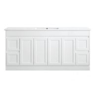Sunny Group Quinn Series 1800 Freestanding Vanity Matte White with Ceramic Top SK76-1800WM-SD