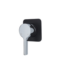 Fienza Sansa Shower Wall Mixer Soft Square Plate Chrome w Matte Black Handle Bathroom Tap 229101CB-2