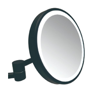 Remer Illusion Round Magnifying Bathroom Shaving Mirror with LED Lighting Matte Black ID-X5-MB