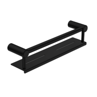 Nero Tapware Mecca Care Accessible Grab Rail with Shelf 300mm Special Need Safety Ambulant Bathroom Matte Black NRCR2512CMB