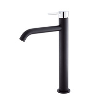 Fienza Bathroom Tall Basin Mixer Vessel Tap Matte Black With Chrome Handle Kaya 228107BC