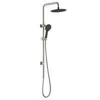 Fienza Twin Shower Outlets Overhead & Handheld Brushed Nickel With Matte Black Heads Kaya 455109BNB