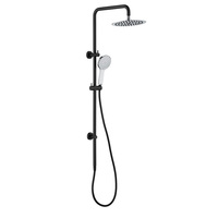 Fienza Twin Shower Outlets Overhead & Handheld Matte Black With Chrome Heads 455109BC