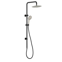 Fienza Twin Shower Outlets Overhead & Handheld Matte Black With Brushed Nickel Heads 455109BBN