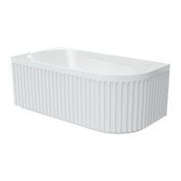 Fienza Eleanor Bath Tub 1500mm Fluted Left Hand Acrylic Bathtub Corner Gloss White FR713-1500L