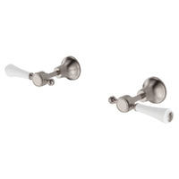 Fienza Lillian Lever Wall Top Assemblies Brushed Nickel with Ceramic Handles 339104BN