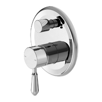 Shower Wall Mixer With Divertor Metal Lever Chrome York NR692109A02CH Nero Tapware