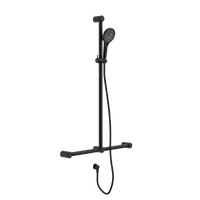 Nero Tapware Mecca Care 32mm T BAR Grab Rail and Adjustable Shower Set 1100X750mm Matte Black NRCS006MB