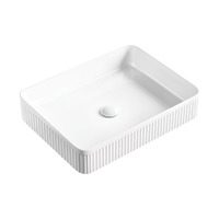 Fienza Eleanor Rectangular Above Counter Fluted Basin Matte White RB467