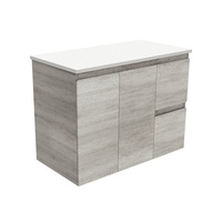 Fienza Bathroom Vanity 900 Cabinet Wall Hung Cupboard Two Doors Edge Industrial Grey 90X