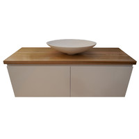 Wall Hung Bathroom Vanity with 1200 Messmate Timber Top and Surface Basin