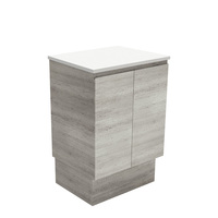 Fienza Bathroom Vanity 600 Cabinet on Kickboard 2 Door Cupboard Edge Industrial Grey 60XK