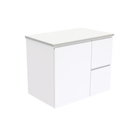 Fienza Bathroom Vanity 750 Cabinet Wall Hung Cabinet Cupboard Fingerpull Gloss White 75F