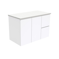 Fienza Bathroom Vanity 900 Cabinet Wall Hung Cabinet Fingerpull Gloss White 90FR