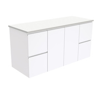 Fienza Bathroom Vanity 1200 Cabinet Wall Hung Cupboard Fingerpull Gloss White 120F