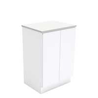 Fienza Bathroom Vanity 600 Cabinet on Kickboard 2 Door Fingerpull Gloss White 60C