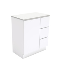 Fienza Bathroom Vanity 750 Cabinet on Kickboard Cupboard Fingerpull Gloss White 75CR