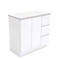 Fienza Bathroom Vanity 900 Cabinet on Kickboard Cupboard Fingerpull Gloss White 90CR