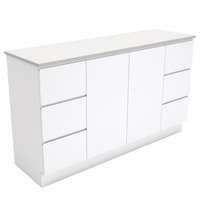 Fienza Bathroom Vanity 1500 Cabinet on Kickboard Cupboard Fingerpull Gloss White 150C