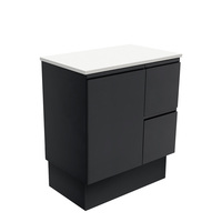 Fienza Bathroom Vanity 750 Cabinet on Kickboard Cupboard Fingerpull Satin Black 75ZBK