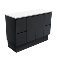 Fienza Bathroom Vanity 1200 Cabinet on Kickboard Cupboard Fingerpull Satin Black 120ZBK