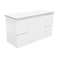 Fienza Bathroom Vanity 1200 Cabinet Wall Hung Cabinet Fingerpull Satin White 120Z