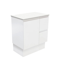 Fienza Bathroom Vanity 750 Cabinet on Kickboard Cupboard Fingerpull Satin White 75ZKR