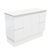 Fienza Bathroom Vanity 1200 Cabinet on Kickboard Cupboard Fingerpull Satin White 120ZK