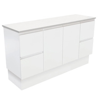 Fienza Bathroom Vanity 1500 Cabinet on Kickboard Cupboard Fingerpull Satin White 150ZK