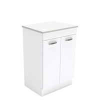 Fienza UniCab Bathroom Vanity 600 Cabinet on Kickboard 2 Door Gloss White 60NKW