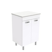 Fienza UniCab Bathroom Vanity 600 Cabinet on Legs 2 Door Gloss White 60NLW