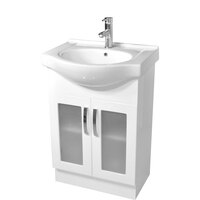 Fienza Antonio Glass Doors 600 Bathroom Vanity Cabinet White 60EKG