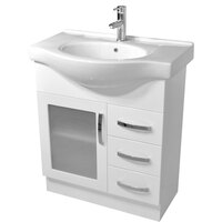 Fienza Antonio Glass Door 750 Bathroom Vanity Cabinet White 75EKG