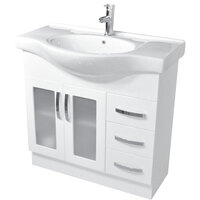 Fienza Antonio Glass Doors 900 Bathroom Vanity Cabinet White 90EKG