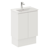 Fienza Siska Slim 600 Vanity On Kickboard Bathroom Cabinet White 60DFK