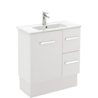 Fienza Delgado Slim 750 Bathroom Vanity on Kickboard Cabinet Right Drawers White 75DKR