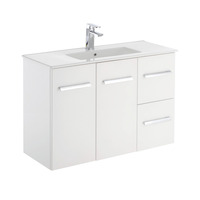 Fienza Delgado Slim 900 Wall Hung Vanity Bathroom Cabinet Right Drawers White 90DR