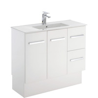 Fienza Delgado Slim 900 Vanity on Kickboard Bathroom Cabinet Right Drawers White 90DKR